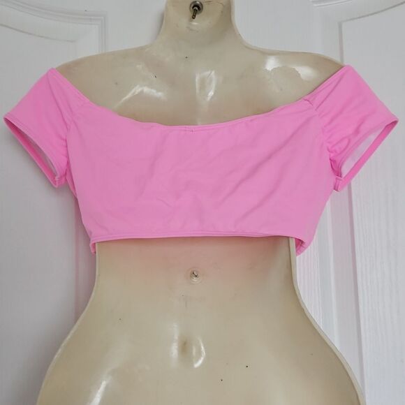 Host Pick Victoria's Secret Off The Shoulder Lightly Padded Swim Top Small Pink - Picture 3 of 16
